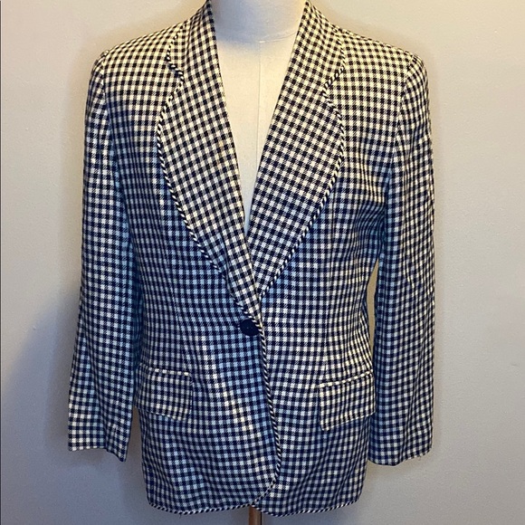 Christian Dior Black and White Checkered and Fully Lined Blazer (US 14) - Picture 1 of 7